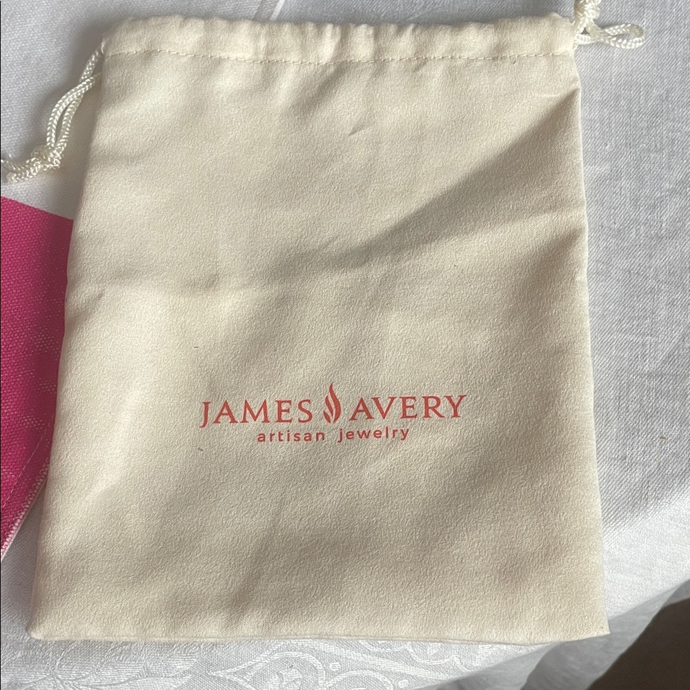 James Avery Cream Pouch with Red Logo